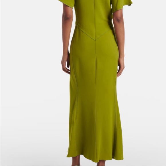 NWOT Victory Beckham gathered v neck midi dress size 2 parakeet green - Picture 3 of 15